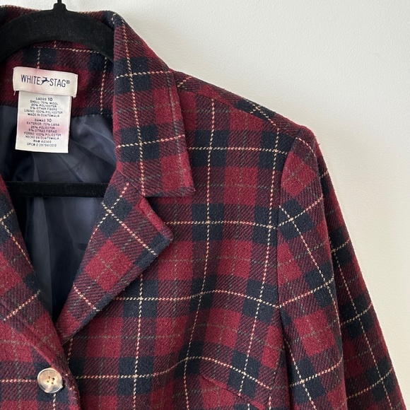 Vintage White Stag Plaid Wool Blazer - Picture 4 of 16